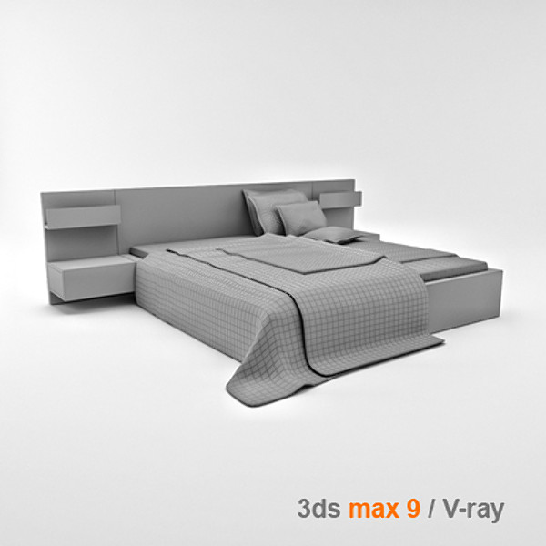 obj architectural visualization bedside cabinet - MALM bed 180 with bedside cabinet by lajhar